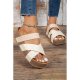 Beige Braided Detail Criss Cross Platform Slippers