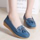 Cowhide middle-aged and elderly mom shoes flat soybean shoes soft bottom large size slope with