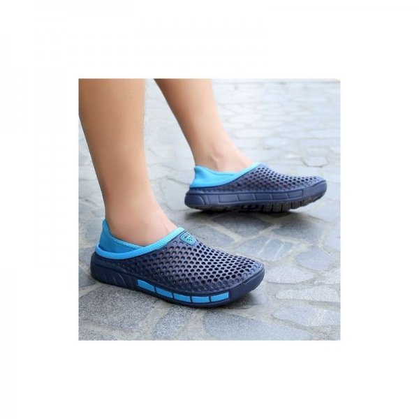 Unisex Hole Hole Shoes Non-Slip Slippers Wear-Resisting Beach Shoes-Blue