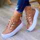 Women's Stylish Casual Sneakers - Lace Up Low Top Plain Toe Lightweight Shoes for Comfort and Style