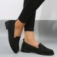 Women's Knit Slip On Flats, Casual & Breathable Non-slip Round Toe Loafers, Low Top Walking Shoes