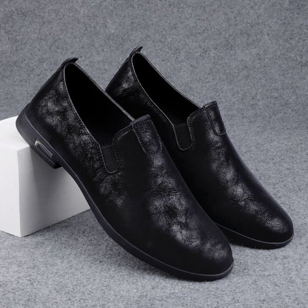 Casual leather shoes men's men's black surface carbon surface low-top lace-up casual men's shoes