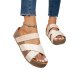 Beige Braided Detail Criss Cross Platform Slippers