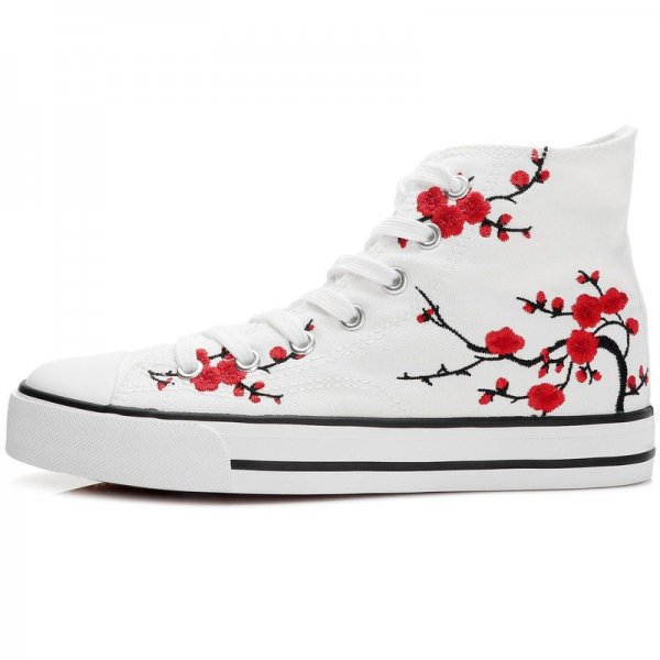 Women's Stylish Floral Print High Top Canvas Sneakers - Non-slip Skate Shoes for Comfort and Style