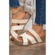 Beige Braided Detail Criss Cross Platform Slippers