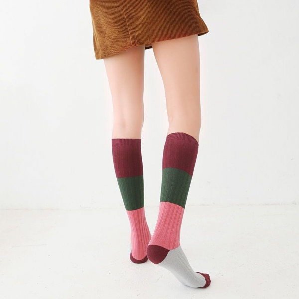 Vintage Ethnic Style High-tube Long Socks Casual Striped Knitted Socks